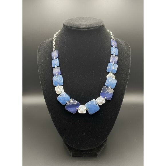 Gloria Vanderbilt Blue Lucite and Silver-Tone Necklace - Picture 1 of 3